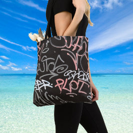 Rosa, Grau und Schwarz Urban Graffiti-Stil Tasche