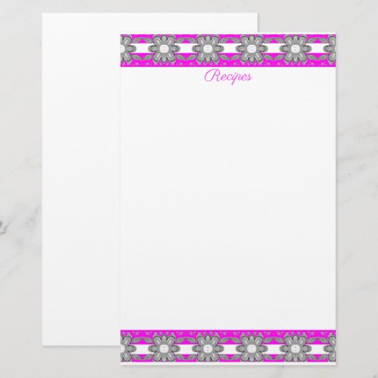 Rosa Grau und Weiß Briefpapier (Vorne/Hinten)