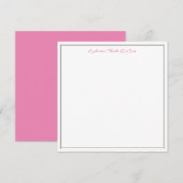 Rosa Grau und Weiß Elegante Square Flat Dankeskarte