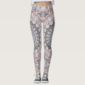 Rosa Grau und Weiß Mandala-Muster Leggings (Vorderseite)