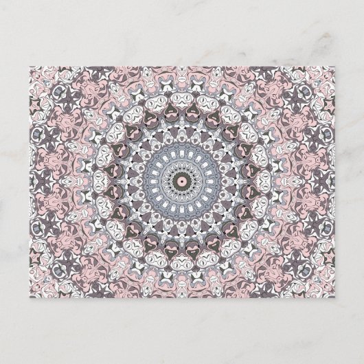 Rosa Grau und Weiß Mandala-Muster Postkarte (Vorderseite)