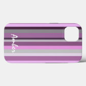 Rosa grau Vertikal Streifen Personalisiert Case-Mate iPhone Hülle (Rückseite (Horizontal))