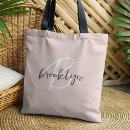 Rosa Grau Weiß Monogramm Tasche