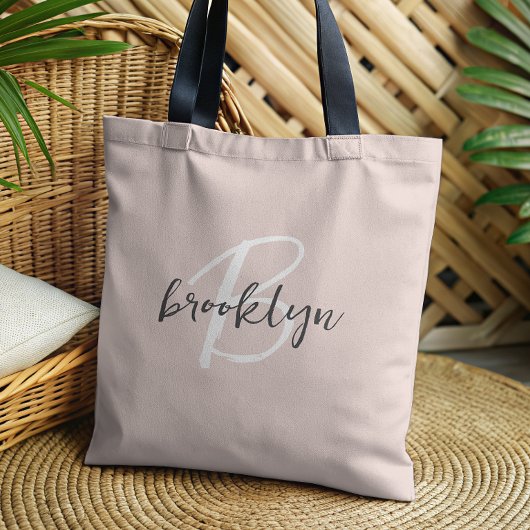 Rosa Grau Weiß Monogramm Tasche