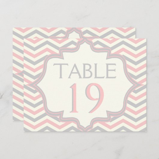 Rosa, grau Zickzack Tischnummer (Vorne/Hinten)
