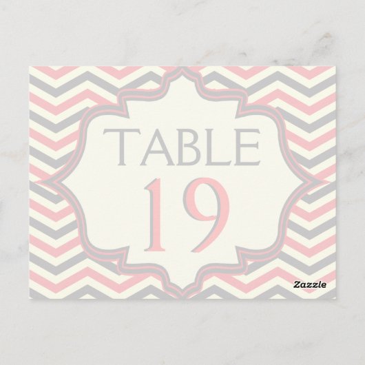Rosa, grau Zickzack Tischnummer (Rückseite)