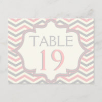 Rosa, grau Zickzack Tischnummer