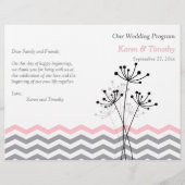 Rosa, Graublütenblüte, Zickzack Hochzeitsprogramm (Vorderseite)