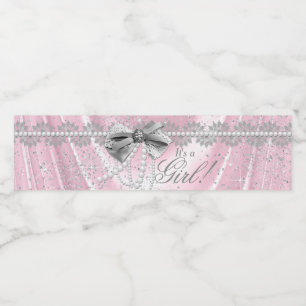 Rosa graue Baby Shower Wasserflaschen Etiketten