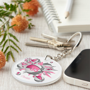 Rosa graue Basketball-Blowout-Mädchen Jersey-Numme Schlüsselanhänger