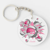 Rosa graue Basketball-Blowout-Mädchen Jersey-Numme Schlüsselanhänger (Vorderseite)