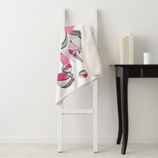 Rosa graue Basketbällchen - Mädchen-Sportdekoratio Sherpadecke (Beispiel)