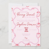 Rosa graue Beerendusche Einladung (Vorderseite)