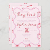 Rosa graue Beerendusche Einladung (Vorne/Hinten)