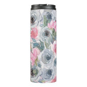 Rosa graue Blume Hinzufügen eines benutzerdefinier Thermosbecher (Rückseite)