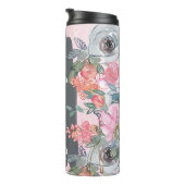 Rosa graue Blume Hinzufügen eines benutzerdefinier Thermosbecher (Nach rechts gedreht)