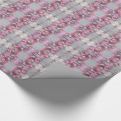 Rosa graue Blume Tulip Spiegelmuster Kreuzplatz Geschenkpapier (Ecke)