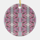 Rosa graue Blume Tulip Spiegelmuster Kreuzplatz Keramikornament (Vorne)