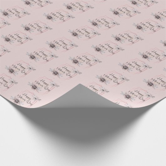Rosa Graue Blumige Muttertag Geschenkpapier (Ecke)