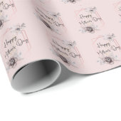 Rosa Graue Blumige Muttertag Geschenkpapier (Rolleneckpunkt)