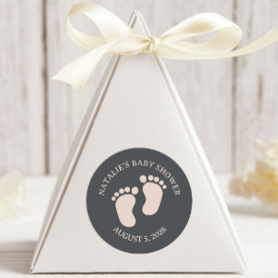 Rosa Graue Boho-Typografie-Baby-Party Runder Aufkleber