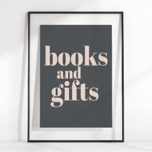 Rosa Graue Boho-Typografie Baby Shower Bücher Gesc Poster