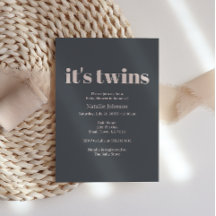 Rosa Graue Boho-Typografie Zwillings-Baby-Party
