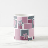 Rosa graue braune Patchworkarbeit aus quadratische Kaffeetasse (Mittel)