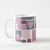 Rosa graue braune Patchworkarbeit aus quadratische Kaffeetasse (Links)