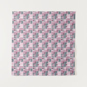 Rosa graue braune Patchworkarbeit aus quadratische Wandteppich (Vorderseite (Horizontal))
