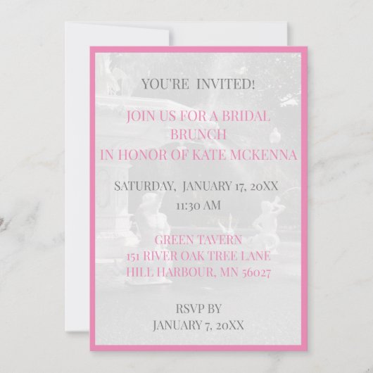 Rosa/graue Bridesmaid Mittagessen Brunch Einladung (Vorderseite)