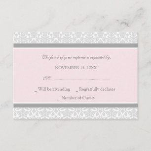 Rosa-graue Damask-UAWG RSVP Karte