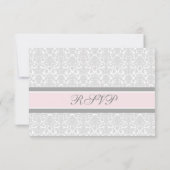 Rosa-graue Damask-UAWG RSVP Karte (Rückseite)