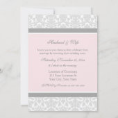 Rosa graue Damast Hochzeitstag Erneuerbare Einladu Einladung (Rückseite)