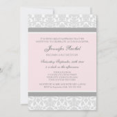 Rosa graue Damast-Schläger Mitzvah Einladungen (Rückseite)