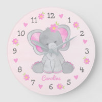 Rosa graue Elefanten Blume Name Girl Kinderzimmer
