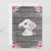 Rosa graue Elefanteneinladung bearbeitbar Rosa Einladung (Rückseite)