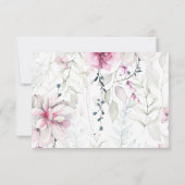 Rosa Graue Elegante Wasserfarbenhochzeit RSVP Karte (Rückseite)