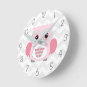 Rosa graue Eulen-Wanduhr Runde Wanduhr (Winkel)