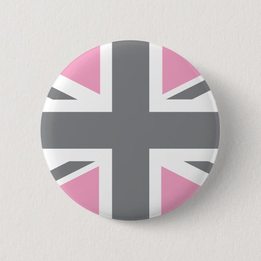 Rosa graue Flagge Gewerkschafts-Jack-Briten Button (Vorderseite)