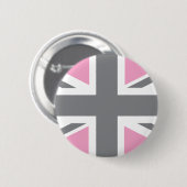 Rosa graue Flagge Gewerkschafts-Jack-Briten Button (Vorne & Hinten)