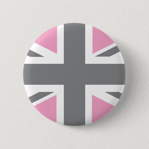 Rosa graue Flagge Gewerkschafts-Jack-Briten Button
