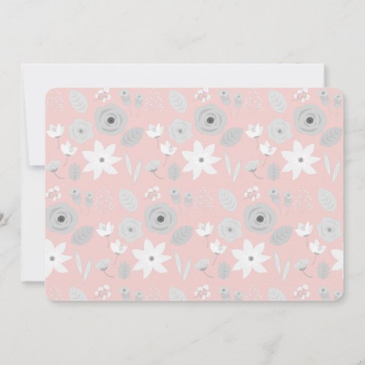 Rosa Graue Flora Foto Einladung (Rückseite)