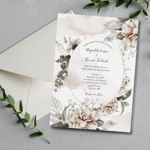 Rosa graue florale botanische elegante formelle Ho Einladung