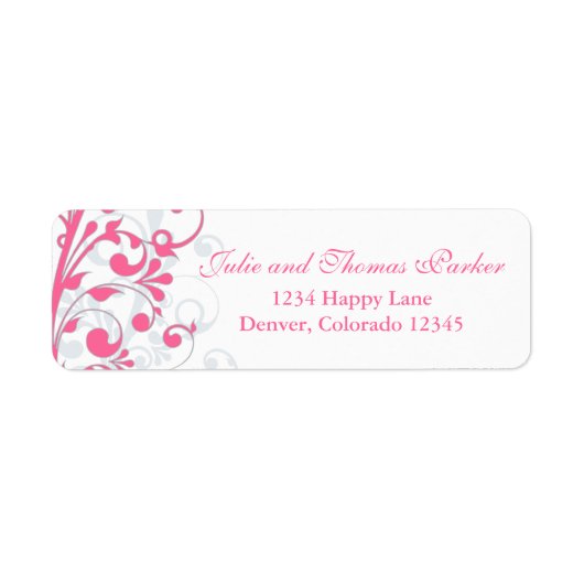 Rosa graue florale Hochzeitserklärung (Vorne)