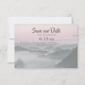 Rosa Graue Foggy Mountains Rettete unser Datum Hoc Save The Date (Vorderseite)