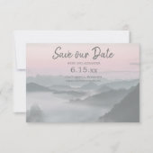 Rosa Graue Foggy Mountains Rettete unser Datum Hoc Save The Date (Vorderseite)