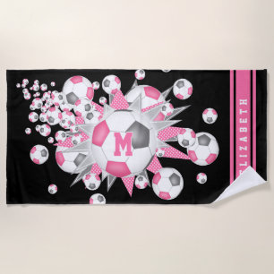 Rosa graue Fußball Ball Blowout Girls individuelle Strandtuch