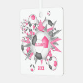 Rosa graue Fußball Ball Blowout Girls Sport Ornament Aus Metall (Vorderseite links)