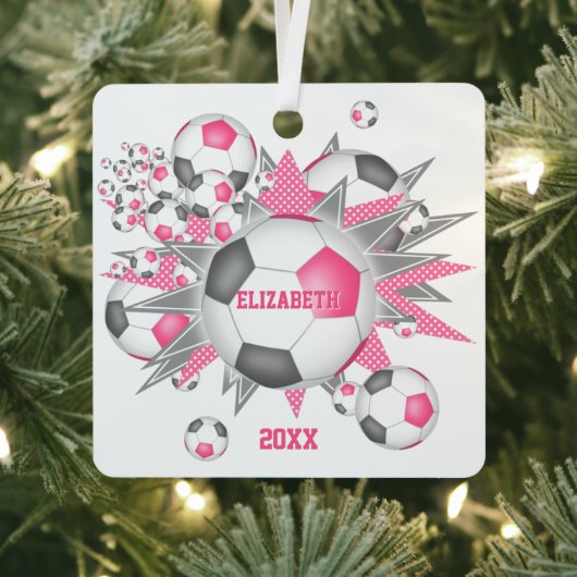 Rosa graue Fußball Ball Blowout Girls Sport Ornament Aus Metall (InSitu)